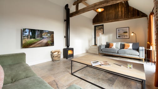 The sitting and dining room at Mose Barn, Shropshire